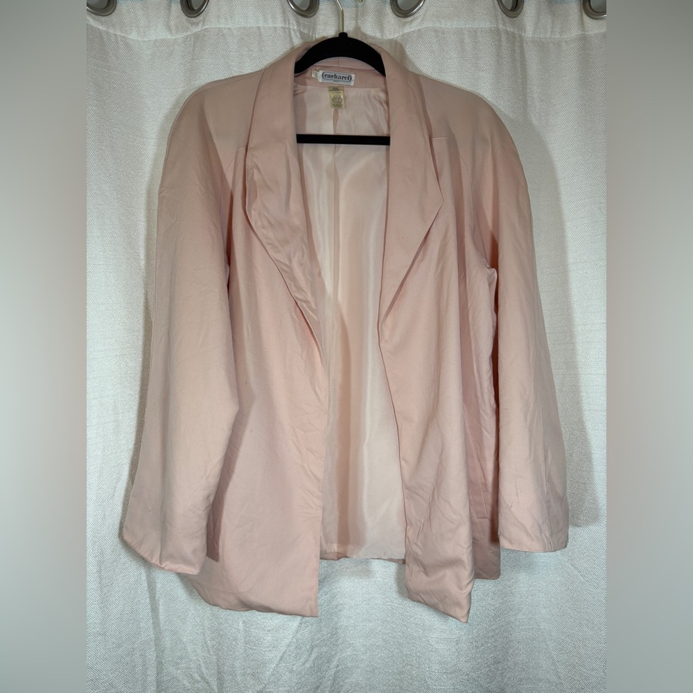 CACHAREL PARIS Vintage 70s Wool Pastel Pink Blazer